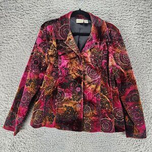 Chicos Jacket Womens 2 US 12 Red Velvet Long Sleeve Blazer